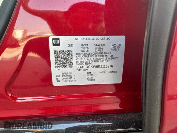 2024 Buick Enclave Premium with VIN 5GAERCKW5RJ115376, listed as a Copart auction lot 49748585 with 7,728 mi miles and Clean Title. Bid and sale history available at DreamBid. Image 10.