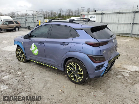 2022 Hyundai Kona N Line with VIN KM8K3CA33NU907847, listed as a Copart auction lot 80837034 with 34,788 mi miles and Salvage Title. Bid and sale history available at carsss.com. Image 2.