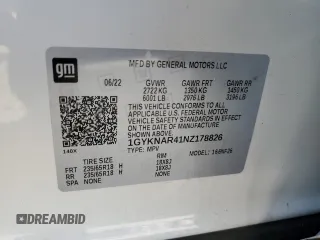 2022 Cadillac XT5 FWD Luxury with VIN 1GYKNAR41NZ178826, listed as a Copart auction lot 42780595 with 6,540 mi miles and Salvage title. Bid and sale history available at DreamBid. Image 16.