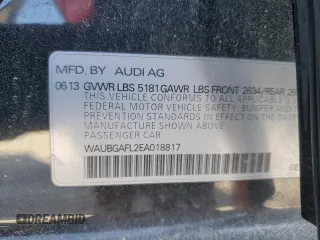 2014 Audi S4 Premium Plus with VIN WAUBGAFL2EA018817, listed as a Copart auction lot 53327765 with 66,619 mi miles and Salvage Title. Bid and sale history available at carsss.com. Image 14.