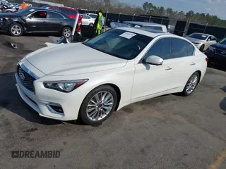 2021 Infiniti Q50 3.0t LUXE with VIN JN1EV7BP3MM700462, listed as a IAAI auction lot 41800539 with 55,866 mi miles. Bid and sale history available at carsss.com. Image 2.