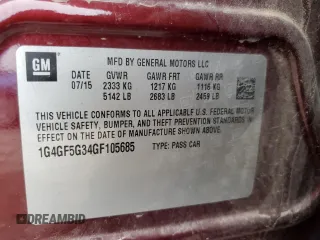 2016 Buick LaCrosse Premium II with VIN 1G4GF5G34GF105685, listed as a Copart auction lot 86892104 with 98,435 mi miles and Salvage Title. Bid and sale history available at carsss.com. Image 16.