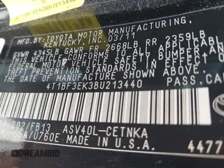 2011 Toyota Camry LE z VIN 4T1BF3EK3BU213440, wystawiony jako IAAI lot #42403474 z przebiegiem 150 700 mil mil oraz . Historia ofert i sprzedaży dostępna na DreamBid. Obrazek 9.