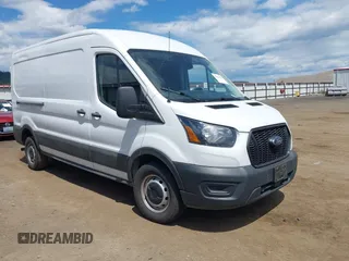 2023 Ford Transit Cargo with VIN 1FTBR1C89PKB34445, listed as a IAAI auction lot 42414755 with 30,593 mi miles and . Bid and sale history available at DreamBid. Image 1.