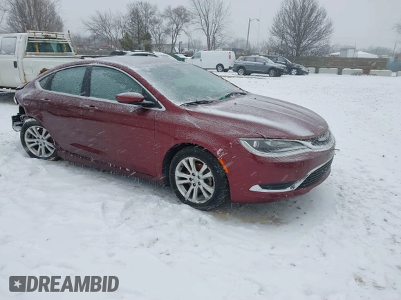 2015 Chrysler 200 Limited with VIN 1C3CCCAB9FN611778, listed as a IAAI auction lot 41288581 with 89,884 mi miles. Bid and sale history available at carsss.com. Image 1.