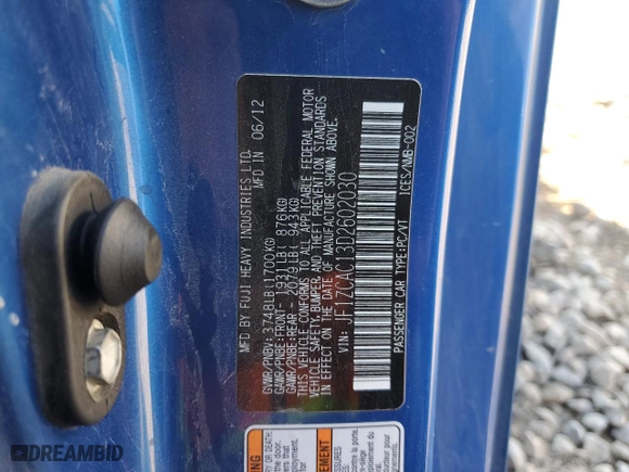2013 Subaru BRZ Limited with VIN JF1ZCAC13D2602030, listed as a Copart auction lot 79704454 with NaN miles and Salvage Title. Bid and sale history available at carsss.com. Image 12.