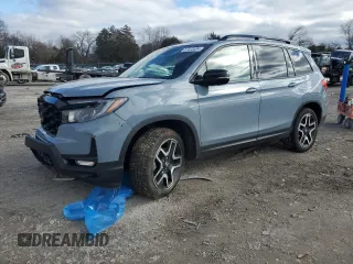 2023 Honda Passport Elite with VIN 5FNYF8H05PB013276, listed as a Copart auction lot 87323504 with 27,360 mi miles and Salvage Title. Bid and sale history available at carsss.com. Image 1.