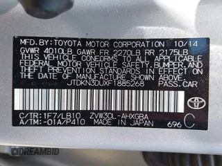 2015 Toyota Prius Four with VIN JTDKN3DUXF1885268, listed as a IAAI auction lot 42087198 with 98,482 mi miles. Bid and sale history available at carsss.com. Image 9.