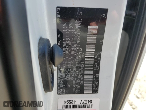 2008 Toyota Sienna XLE with VIN 5TDZK22C58S186566, listed as a Copart auction lot 46898215 with 231,224 mi miles and Salvage Title. Bid and sale history available at carsss.com. Image 15.