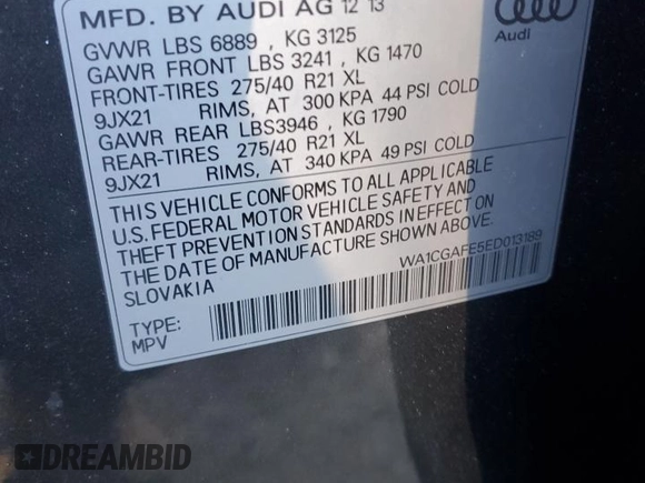 2014 Audi Q7 3.0T Premium with VIN WA1CGAFE5ED013189, listed as a Copart auction lot 42151845 with 87,806 mi miles and Salvage Title. Bid and sale history available at carsss.com. Image 14.