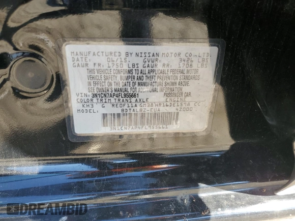2015 Nissan Versa SV with VIN 3N1CN7AP4FL955661, listed as a Copart auction lot 46438605 with Not Provided miles and Salvage Title. Bid and sale history available at carsss.com. Image 14.