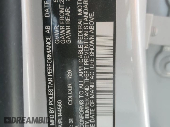 2023 Polestar 2 z VIN YSMED3KA1PL144560, wystawiony jako Copart lot #49310725 z przebiegiem 34 504 mil mil oraz Czysty tytuł • Clean title. Historia ofert i sprzedaży dostępna na DreamBid. Obrazek 12.