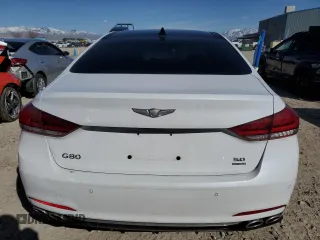 2018 Genesis G80 5.0L Ultimate with VIN KMHGN4JFXJU228703, listed as a Copart auction lot 49470565 with 95,585 mi miles and Salvage Title. Bid and sale history available at carsss.com. Image 6.