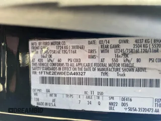 2014 Ford Econoline Cargo Commercial with VIN 1FTNE2EW0EDA49327, listed as a Copart auction lot 53970835 with 103,364 mi miles and Clean Title. Bid and sale history available at carsss.com. Image 10.