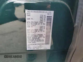 2022 Nissan Pathfinder Platinum with VIN 5N1DR3DK5NC262389, listed as a Copart auction lot 64742985 with 39,985 mi miles and Salvage title. Bid and sale history available at DreamBid. Image 14.