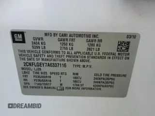 2010 Chevrolet Equinox LTZ z VIN 2CNFLGEY7A6337116, wystawiony jako Copart lot #56745625 z przebiegiem 165 467 mil mil oraz Szkoda całkowita • Salvage title. Historia ofert i sprzedaży dostępna na DreamBid. Obrazek 14.
