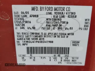 2005 Ford Excursion Special Serv z VIN 1FMSU41P65ED41988, wystawiony jako Copart lot #85659974 z przebiegiem Nie podano mil oraz Czysty tytuł • Clean title. Historia ofert i sprzedaży dostępna na DreamBid. Obrazek 16.