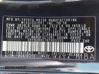 2019 Toyota Corolla L z VIN 5YFBURHE7KP905555, wystawiony jako IAAI lot #41943232 z przebiegiem 83 213 mil mil oraz . Historia ofert i sprzedaży dostępna na DreamBid. Obrazek 9.