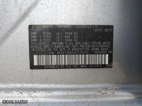 2017 Subaru Impreza with VIN 4S3GTAA65H1716610, listed as a Copart auction lot 48934385 with 71,099 mi miles and Salvage Title. Bid and sale history available at carsss.com. Image 12.