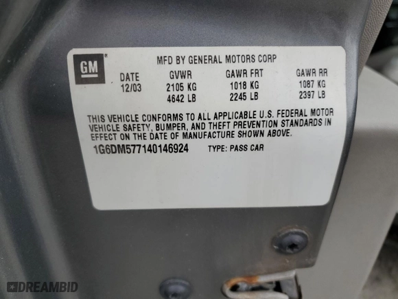 2004 Cadillac CTS with VIN 1G6DM577140146924, listed as a Copart auction lot 44401745 with 178,538 mi miles and Salvage Title. Bid and sale history available at carsss.com. Image 13.