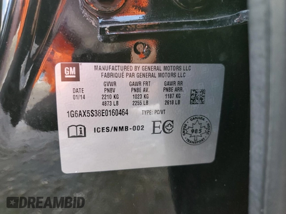 2014 Cadillac CTS Luxury AWD with VIN 1G6AX5S38E0160464, listed as a Copart auction lot 45675495 with 132,439 mi miles and Salvage Title. Bid and sale history available at DreamBid. Image 14.
