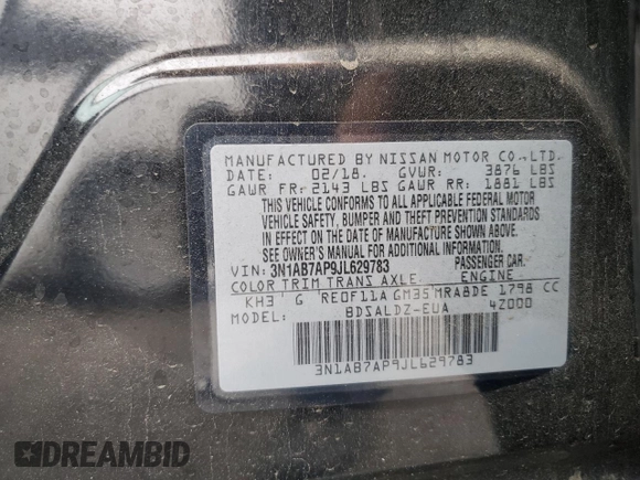 2018 Nissan Sentra SV с VIN 3N1AB7AP9JL629783, выставлен на аукционе Copart как лот 58202055 с пробегом 114 446 миль миль и Списание • Salvage title. История ставок и продаж доступна на DreamBid. Изображение 12.