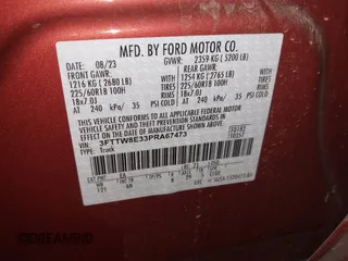 2023 Ford Maverick XL z VIN 3FTTW8E33PRA67473, wystawiony jako IAAI lot #41571955 z przebiegiem 26 261 mil mil oraz . Historia ofert i sprzedaży dostępna na DreamBid. Obrazek 9.