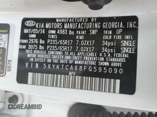 2015 Kia Sorento LX with VIN 5XYKTCA68FG595090, listed as a Copart auction lot 52178005 with 174,032 mi miles and Salvage Title. Bid and sale history available at carsss.com. Image 13.