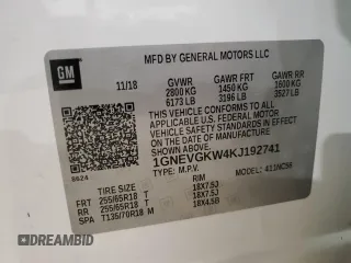 2019 Chevrolet Traverse LT Cloth z VIN 1GNEVGKW4KJ192741, wystawiony jako Copart lot #48424715 z przebiegiem 89 369 mil mil oraz Szkoda całkowita • Salvage title. Historia ofert i sprzedaży dostępna na DreamBid. Obrazek 14.