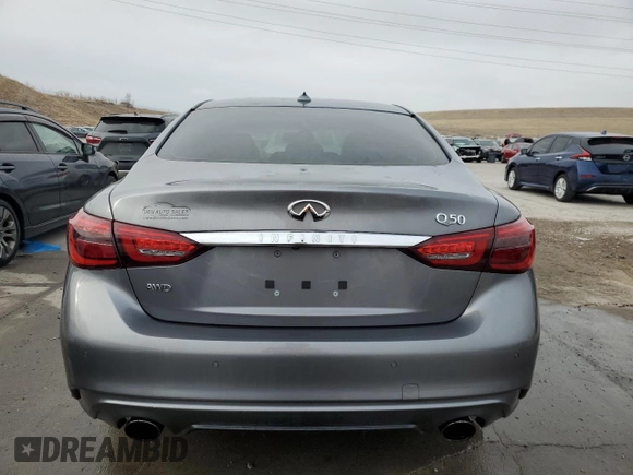 2020 Infiniti Q50 Luxe with VIN JN1EV7AR3LM255979, listed as a Copart auction lot 47680775 with 61,340 mi miles and Salvage title. Bid and sale history available at DreamBid. Image 6.
