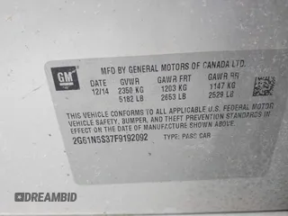 2015 Cadillac XTS Luxury with VIN 2G61N5S37F9192092, listed as a IAAI auction lot 41779854 with 168,592 mi miles and . Bid and sale history available at carsss.com. Image 9.