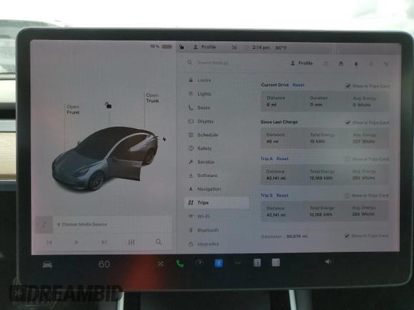 2020 Tesla Model 3 Long Range with VIN 5YJ3E1EB9LF616154, listed as a Copart auction lot 46785145 with 88,676 mi miles and Salvage Title. Bid and sale history available at carsss.com. Image 9.