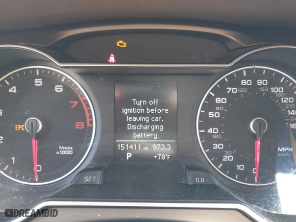 2013 Audi A4 Premium Plus with VIN WAUEFAFLXDA164378, listed as a IAAI auction lot 41982140 with 151,411 mi miles. Bid and sale history available at carsss.com. Image 7.