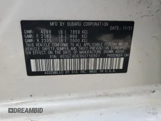 2022 Subaru Impreza Premium z VIN 4S3GTAD63N3710901, wystawiony jako Copart lot #59024415 z przebiegiem 111 525 mil mil oraz Szkoda całkowita • Salvage title. Historia ofert i sprzedaży dostępna na DreamBid. Obrazek 12.