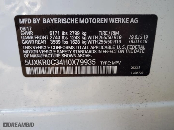 2017 BMW X5 xDrive35i with VIN 5UXKR0C34H0X79935, listed as a Copart auction lot 85848194 with 79,185 mi miles and Salvage Title. Bid and sale history available at carsss.com. Image 14.