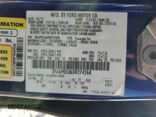 2013 Ford Fusion SE Hybrid with VIN 3FA6P0LU6DR274268, listed as a Copart auction lot 42341505 with 96,184 mi miles and Salvage Title. Bid and sale history available at carsss.com. Image 12.