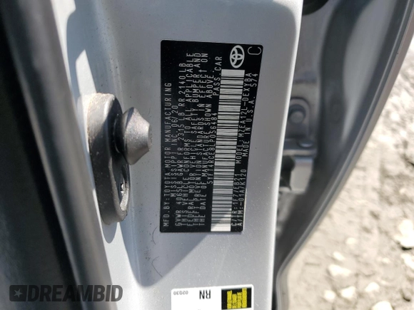 2020 Toyota Corolla XSE with VIN 5YFT4RCE8LP056484, listed as a Copart auction lot 50172275 with 13,546 mi miles and Salvage Title. Bid and sale history available at carsss.com. Image 12.