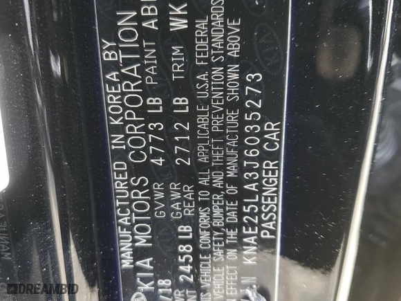 2018 Kia Stinger Premium with VIN KNAE25LA3J6035273, listed as a Copart auction lot 60840044 with 50,518 mi miles and Salvage Title. Bid and sale history available at carsss.com. Image 12.