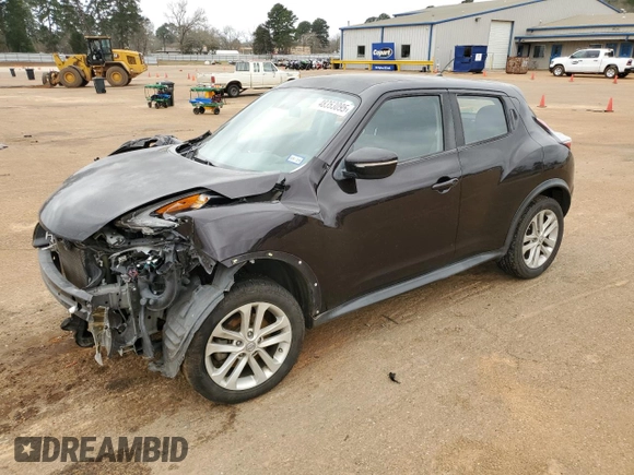 2015 Nissan Juke S with VIN JN8AF5MR7FT510592, listed as a Copart auction lot 48353095 with 0 mi miles and Salvage Title. Bid and sale history available at carsss.com. Image 1.