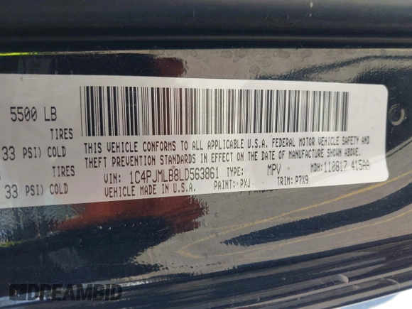 2020 Jeep Cherokee Latitude Plus with VIN 1C4PJMLB8LD563861, listed as a IAAI auction lot 41973359 with 62,234 mi miles and . Bid and sale history available at DreamBid. Image 9.