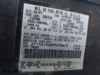 1997 Ford Ranger XL with VIN 1FTCR14U2VTA78677, listed as a IAAI auction lot 41584486 with 287,480 mi miles. Bid and sale history available at carsss.com. Image 9.