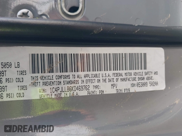 2019 Jeep Cherokee Latitude Plus z VIN 1C4PJLLB6KD469762, wystawiony jako IAAI lot #41621194 z przebiegiem Nie podano mil oraz . Historia ofert i sprzedaży dostępna na DreamBid. Obrazek 9.