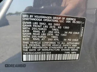 2021 Volkswagen Atlas SEL Premium с VIN 1V2TE2CA8MC231844, выставлен на аукционе Copart как лот 60800525 с пробегом 39 312 миль миль и Списание • Salvage title. История ставок и продаж доступна на DreamBid. Изображение 13.