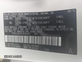 2015 Toyota Sienna XLE with VIN 5TDYK3DC6FS630405, listed as a Copart auction lot 59872045 with 60,306 mi miles and Salvage title. Bid and sale history available at DreamBid. Image 14.