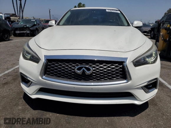 2018 Infiniti Q50 Luxe with VIN JN1EV7APXJM350096, listed as a Copart auction lot 59754334 with 46,798 mi miles and Salvage title. Bid and sale history available at DreamBid. Image 5.
