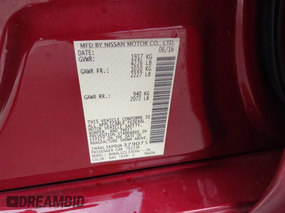 2016 Nissan Altima S with VIN 1N4AL3AP0GN379075, listed as a IAAI auction lot 41874862 with 80,246 mi miles and . Bid and sale history available at carsss.com. Image 9.