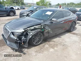2019 Genesis G70 Advanced z VIN KMTG34LA7KU021443, wystawiony jako IAAI lot #42446270 z przebiegiem 48 025 mil mil oraz . Historia ofert i sprzedaży dostępna na DreamBid. Obrazek 2.