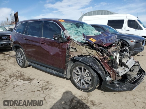 2021 Honda Pilot EX-L with VIN 5FNYF6H51MB060655, listed as a Copart auction lot 46318785 with Not Provided miles and Salvage Title. Bid and sale history available at DreamBid. Image 4.