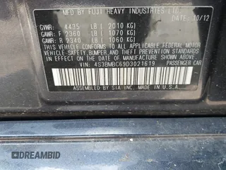 2013 Subaru Legacy Premium with VIN 4S3BMBC69D3021619, listed as a IAAI auction lot 42650792 with 149,330 mi miles and . Bid and sale history available at DreamBid. Image 9.