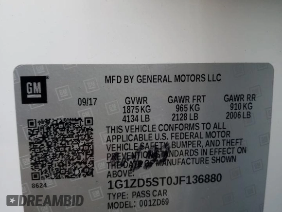 2018 Chevrolet Malibu LT with VIN 1G1ZD5ST0JF136880, listed as a Copart auction lot 52783275 with 99,050 mi miles and Salvage Title. Bid and sale history available at carsss.com. Image 12.